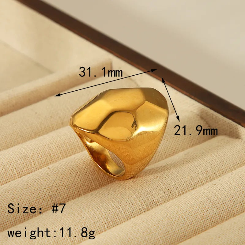 Style Commute Geometric Flower 304 Stainless Steel 18K Gold Plated Rings In Bulk