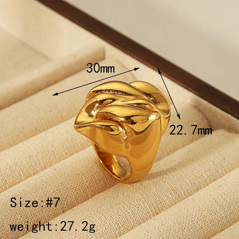 Style Commute Geometric Flower 304 Stainless Steel 18K Gold Plated Rings In Bulk