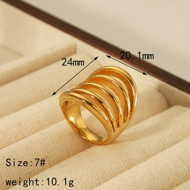 Style Commute Geometric Flower 304 Stainless Steel 18K Gold Plated Rings In Bulk