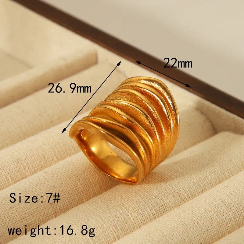 Style Commute Geometric Flower 304 Stainless Steel 18K Gold Plated Rings In Bulk