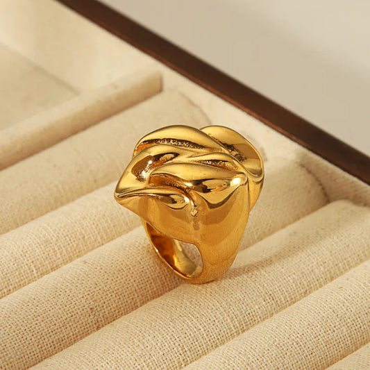 Style Commute Geometric Flower 304 Stainless Steel 18K Gold Plated Rings In Bulk