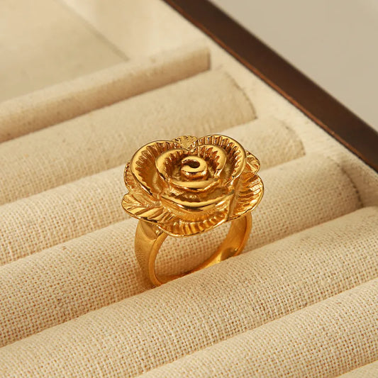 Style Commute Geometric Flower 304 Stainless Steel 18K Gold Plated Rings In Bulk