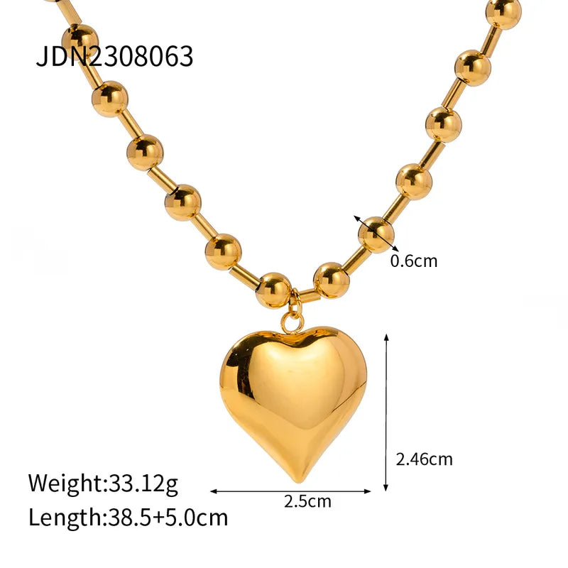 Simple Style Classic Style Heart Shape Stainless Steel Plating 18k Gold Plated Bracelets Necklace