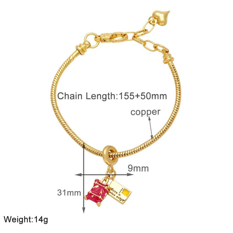 Simple Style Color Block Copper Plating Inlay Zircon 18k Gold Plated Bracelets