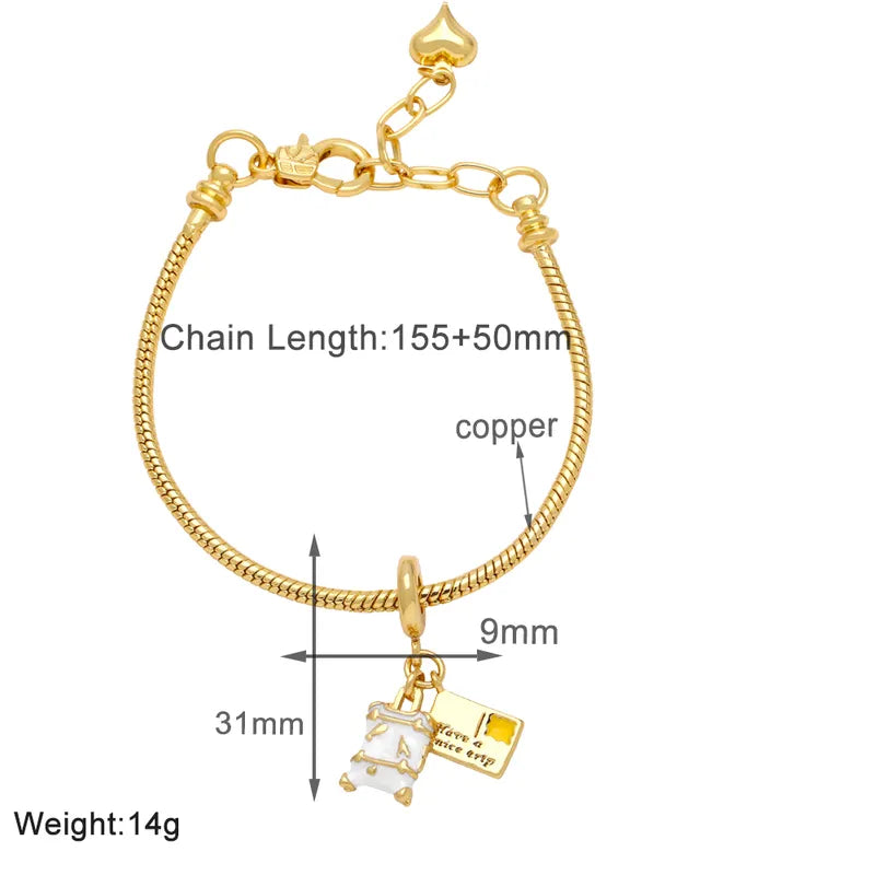 Simple Style Color Block Copper Plating Inlay Zircon 18k Gold Plated Bracelets