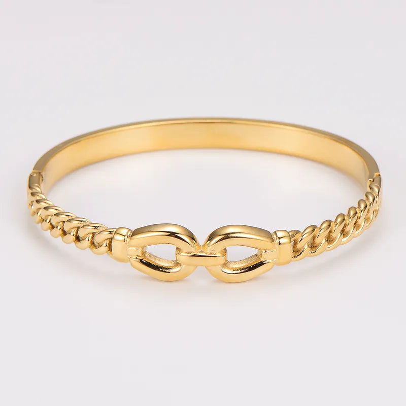 Simple Style Commute Geometric 304 Stainless Steel 18K Gold Plated Bangle In Bulk