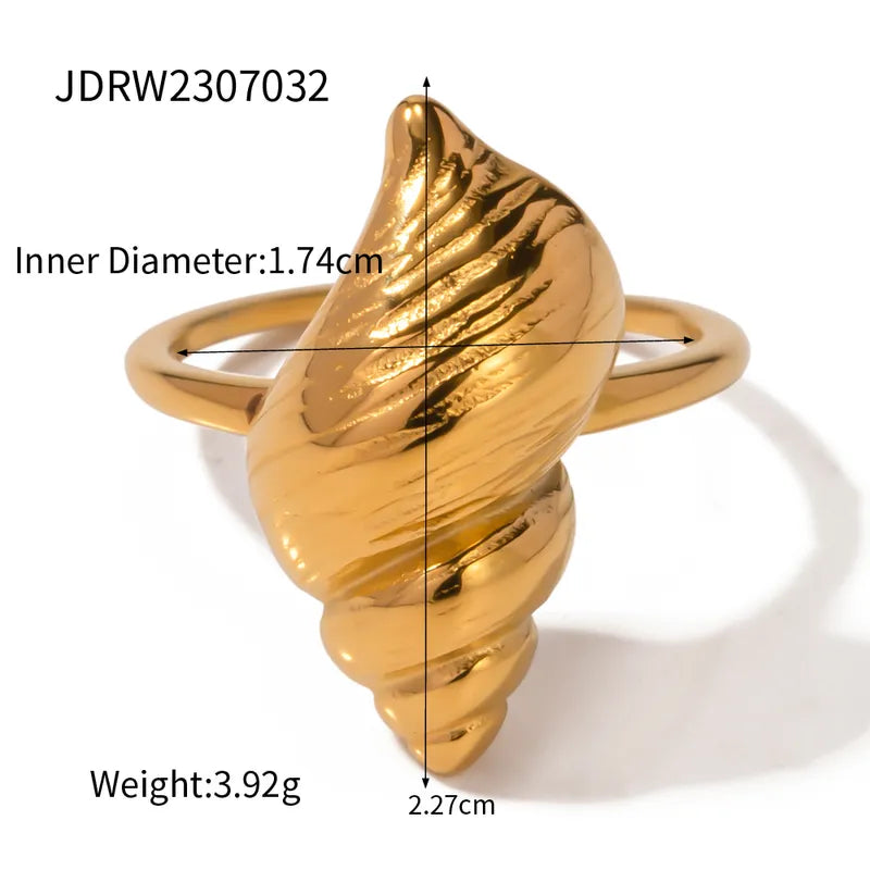 Simple Style Conch Stainless Steel Plating 18k Gold Plated Open Rings