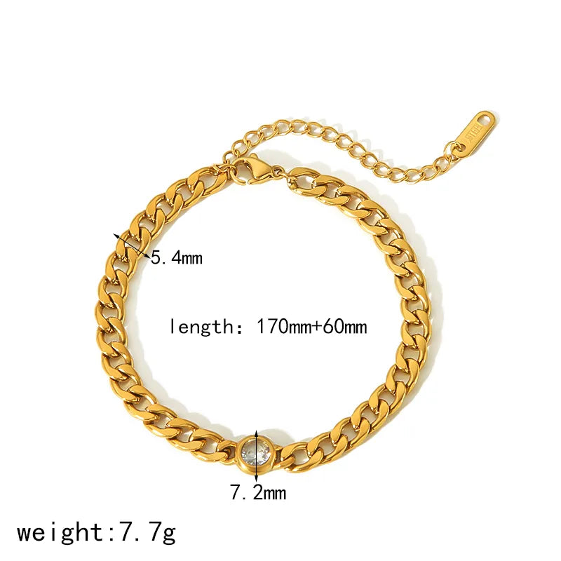 Simple Style Geometric 304 Stainless Steel 18K Gold Plated Artificial Pearls Zircon Bracelets In Bulk