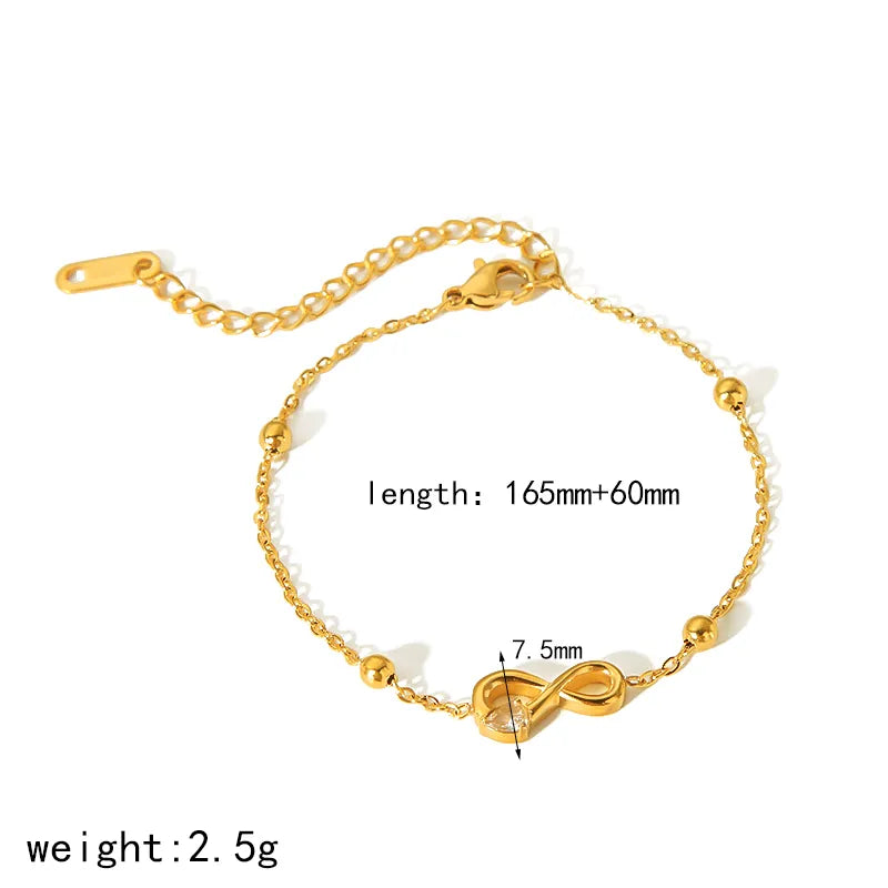 Simple Style Geometric 304 Stainless Steel 18K Gold Plated Artificial Pearls Zircon Bracelets In Bulk