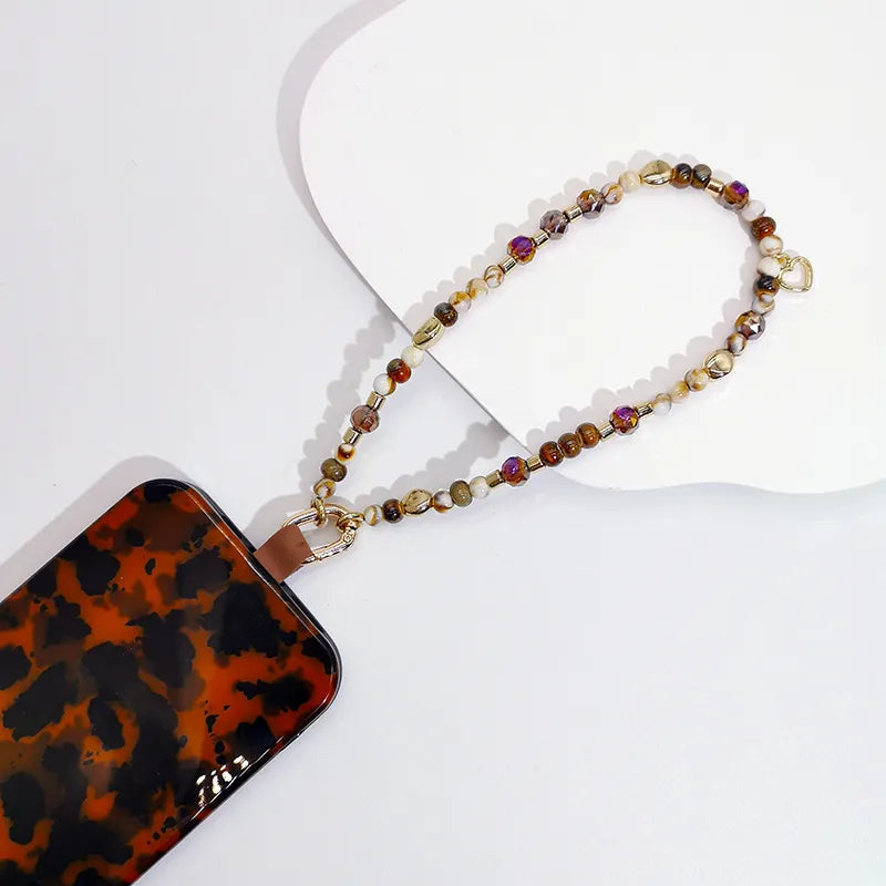 Simple Style Geometric CCB Crystal Beads Glass Bead Mobile Phone Lanyard