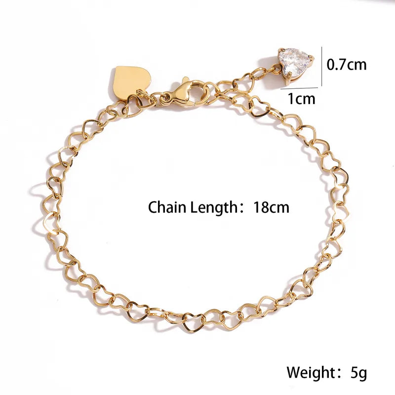 Simple Style Heart Shape 304 Stainless Steel Heart Bracelet Bracelets In Bulk Stainless Steel Bracelets