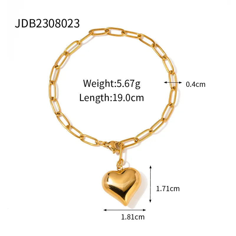 Simple Style Heart Shape Stainless Steel Plating 18k Gold Plated Jewelry Set