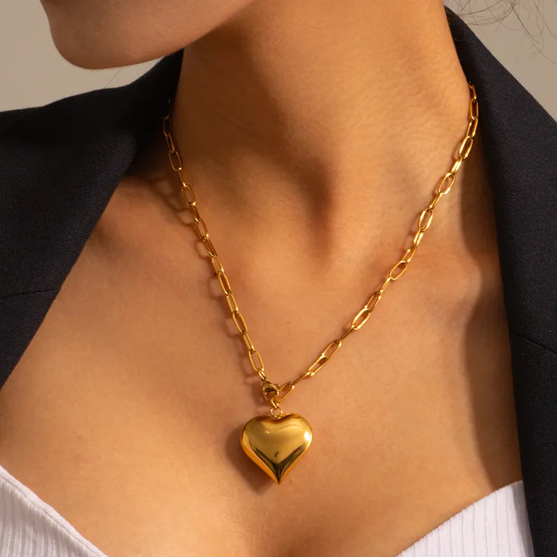 Simple Style Heart Shape Stainless Steel Plating 18k Gold Plated Jewelry Set