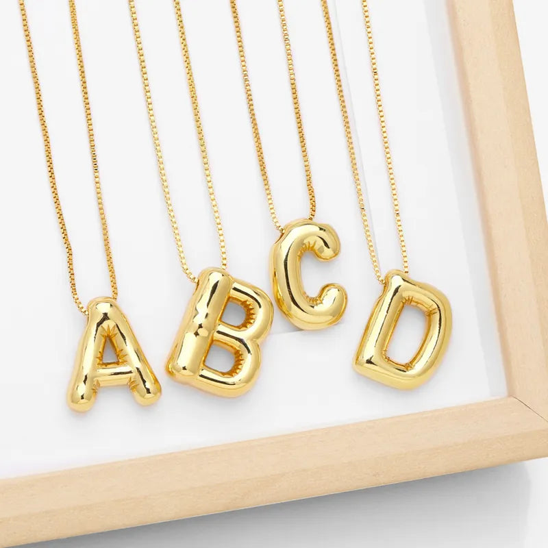 Simple Style Letter Copper Plating 18k Gold Plated Necklace Pendant