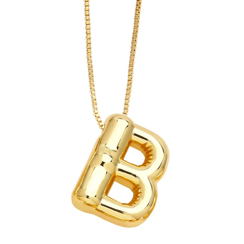 Simple Style Letter Copper Plating 18k Gold Plated Necklace Pendant