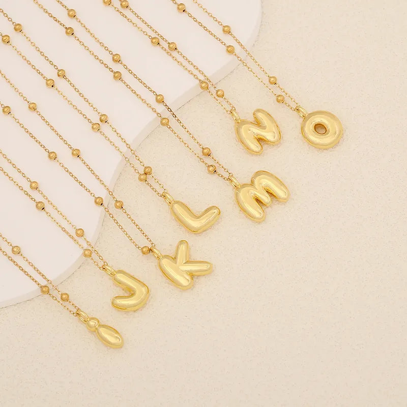 Simple Style Letter Stainless Steel Copper Plating Pendant Necklace