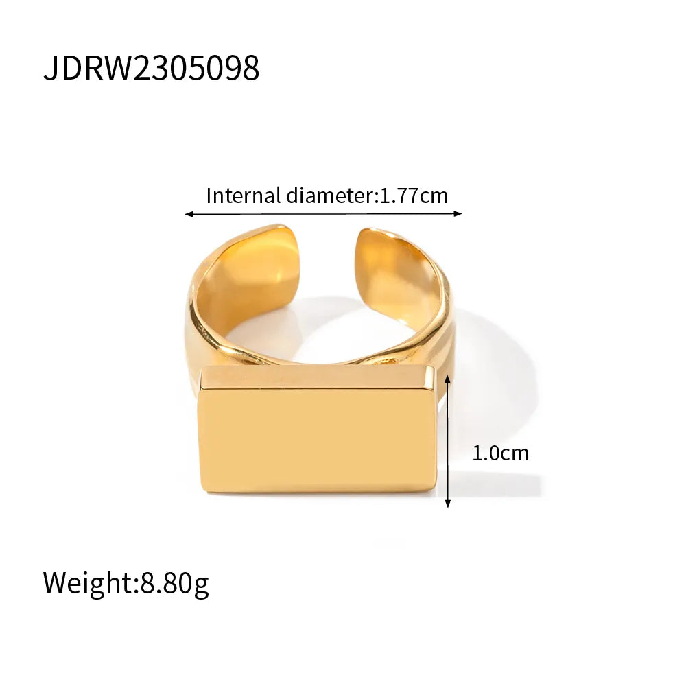 Simple Style Rectangle 304 Stainless Steel 18K Gold Plated Rings In Bulk