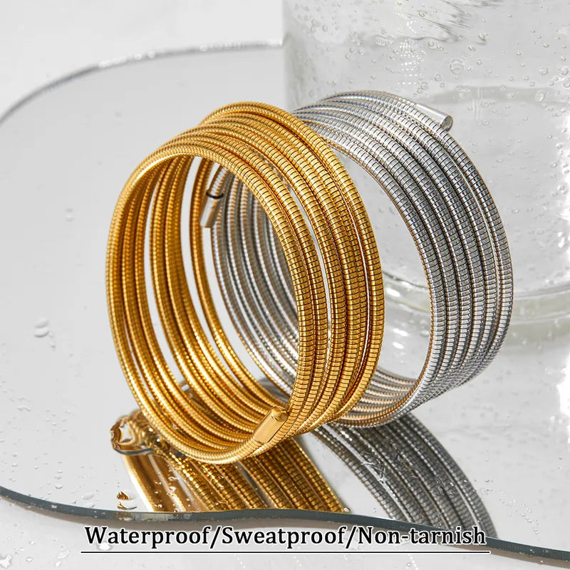 Simple Style Solid Color 304 Stainless Steel 16K Gold Plated White Gold Plated Gold Plated Bangle In Bulk