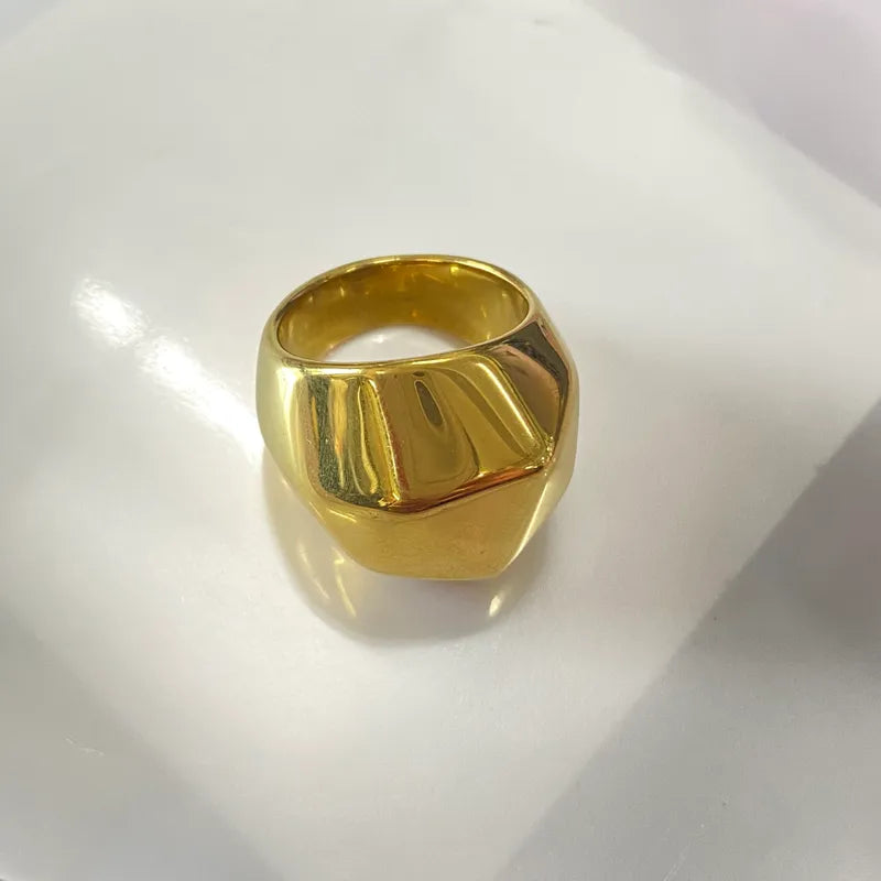 Stainless Steel 18K Gold Plated Casual Simple Style Plating Solid Color Rings