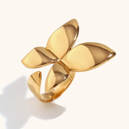 Stainless Steel 18K Gold Plated Elegant Simple Style Butterfly Open Rings