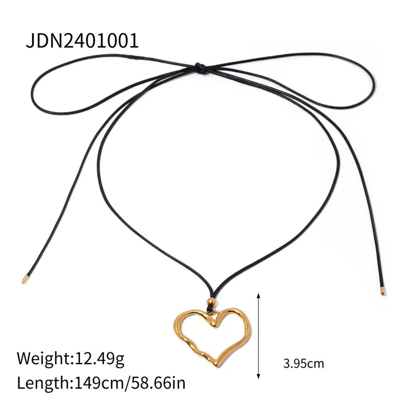 Stainless Steel 18K Gold Plated IG Style Heart Shape Necklace