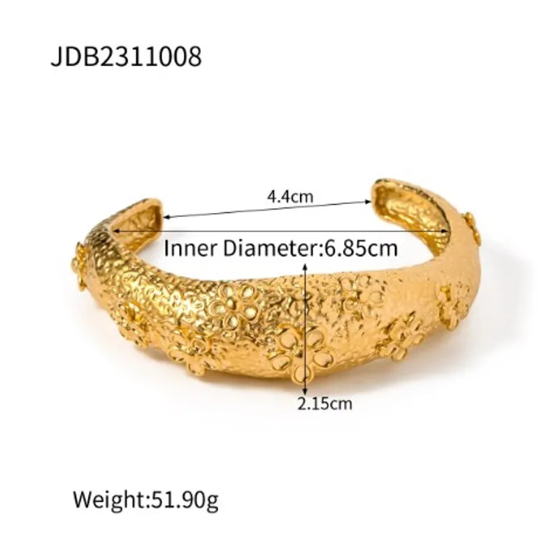 Stainless Steel 18K Gold Plated Retro Solid Color Bangle