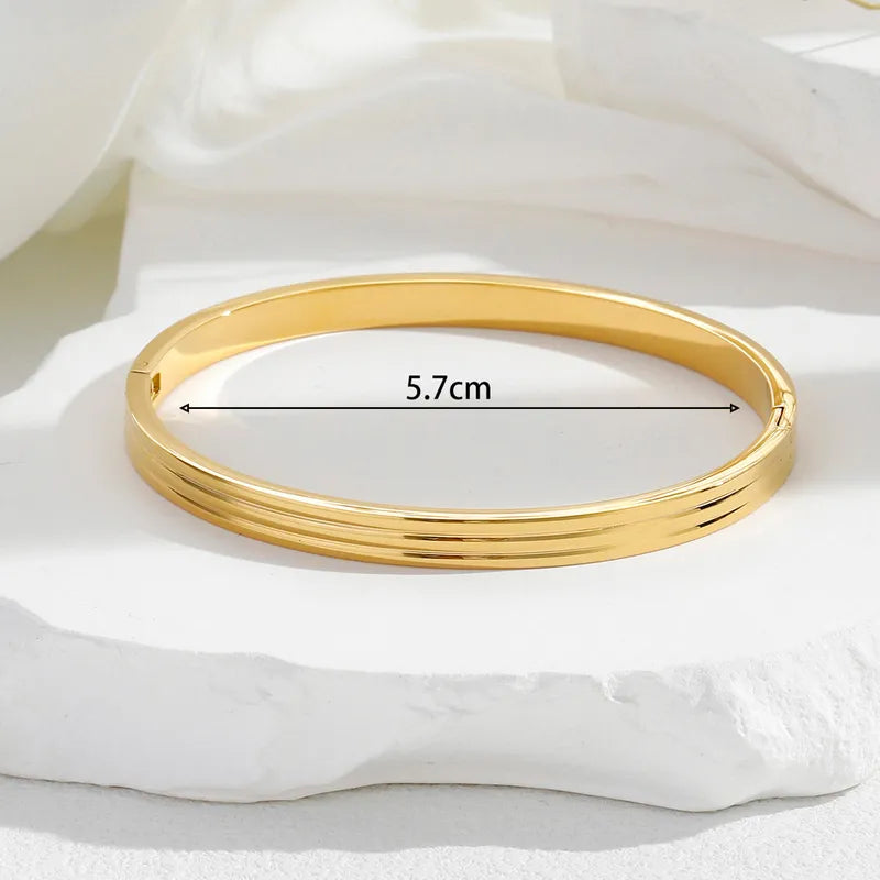 Stainless Steel 18K Gold Plated Simple Style Classic Style Solid Color Plating Bangle