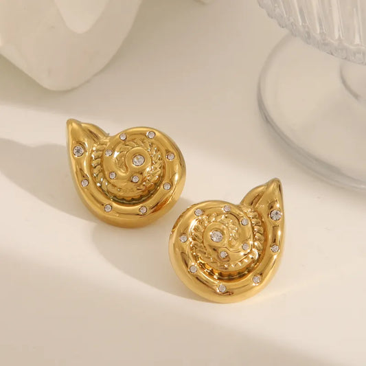 Stainless Steel 18K Gold Plating High-Grade Conch Rotating Ear Studs