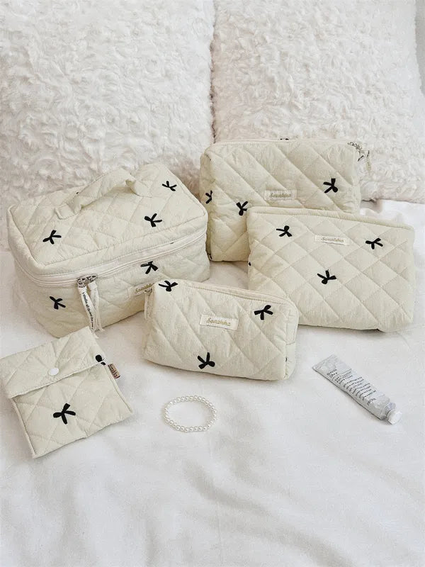 Streetwear Solid Color Cotton Square Makeup Bags & Storage