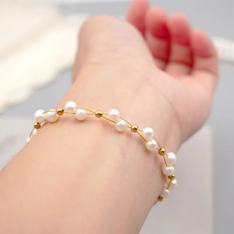 Style Xiaohongshu Women's Freshwater Pearl Bracelet Hand-Woven Lobster Buckle Elegant Bracelet Girlfriend Gifts