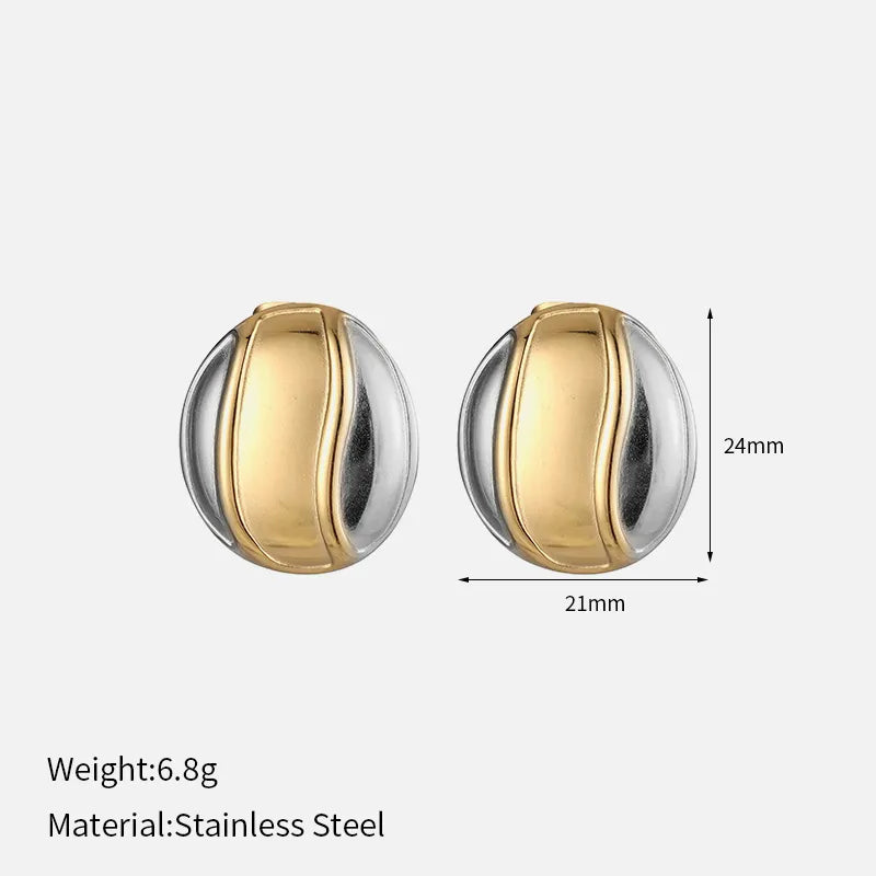 Supply Stainless Steel Round Studs 18K Gold Non-Fading Stylish Glossy Round Titanium Steel Earrings For Women