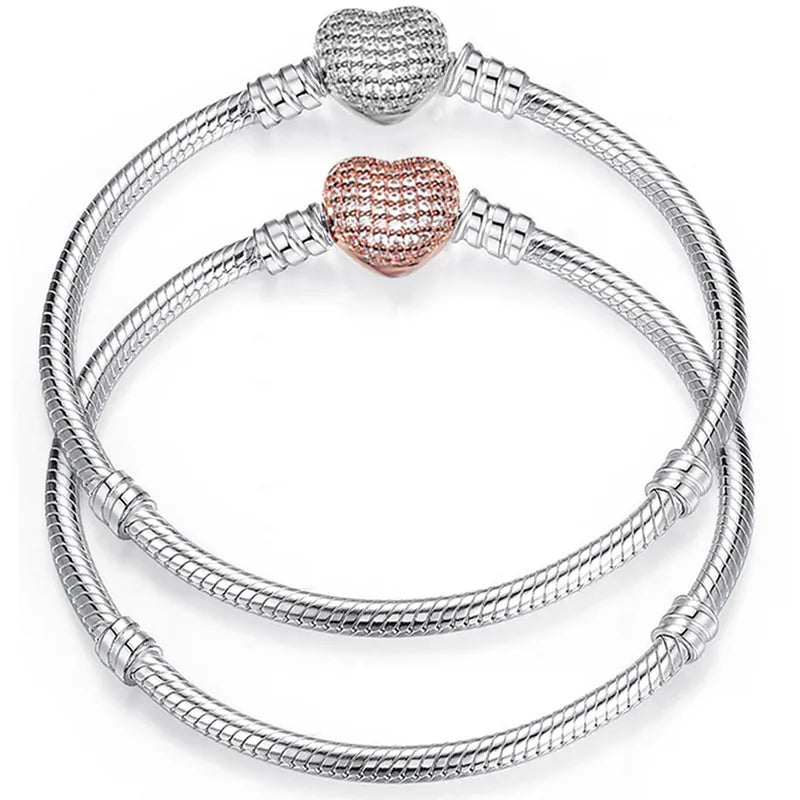 Sweet Heart Shape Copper Plating Inlay Zircon Bracelets