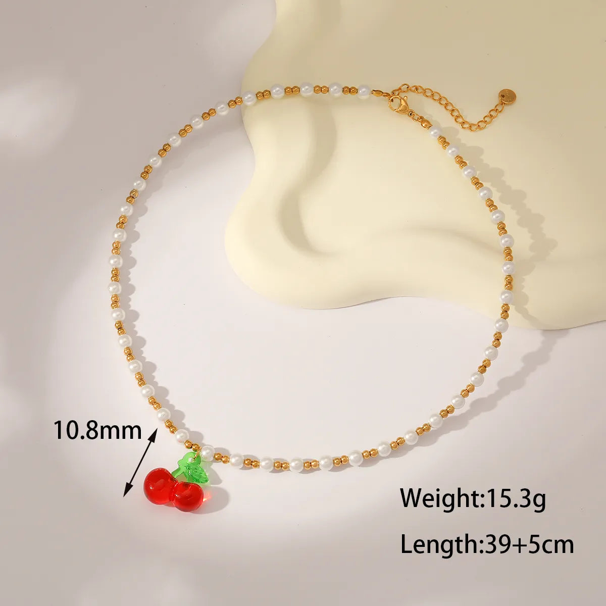 Sweet Simple Style Cherry Solid Color 18K Gold Plated Imitation Pearl 304 Stainless Steel Beaded Chain Beaded Necklaces Wholesale