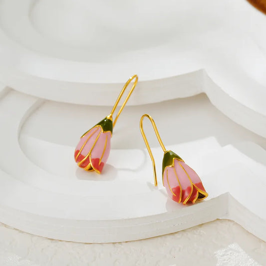 Sweet Simple Style Flower Copper Drop Earrings