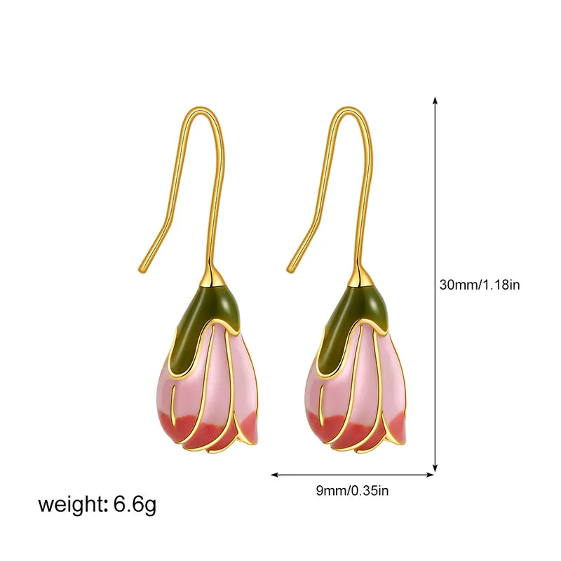 Sweet Simple Style Flower Copper Drop Earrings