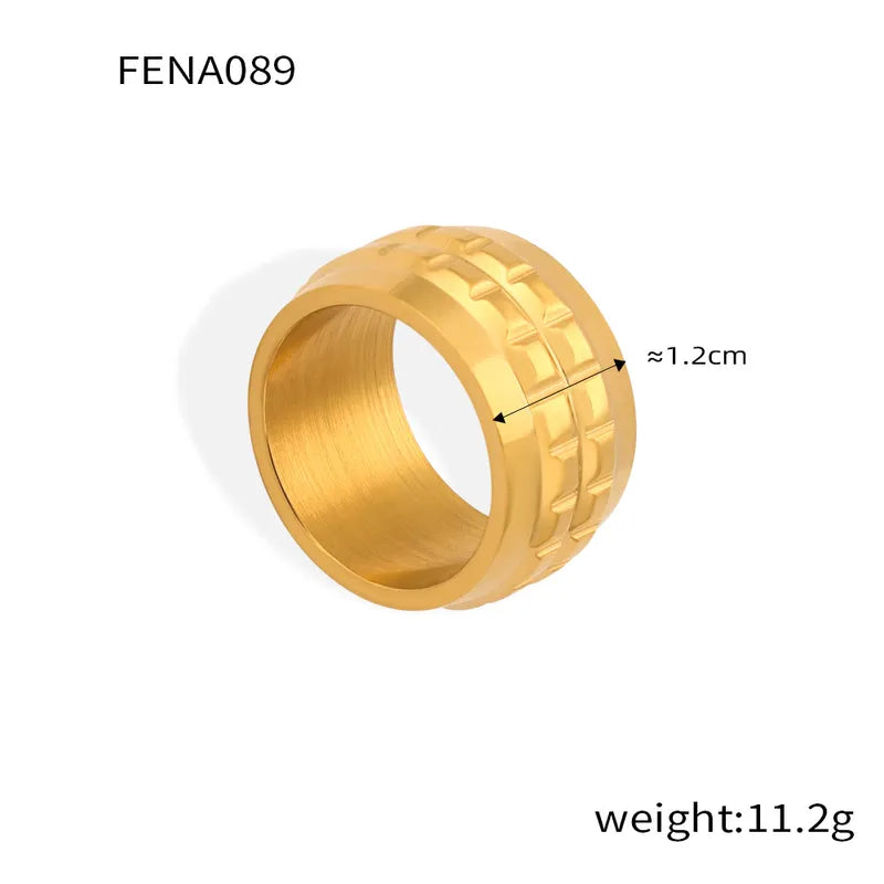 Titanium Steel 18K Gold Plated Simple Style Commute Solid Color Rings