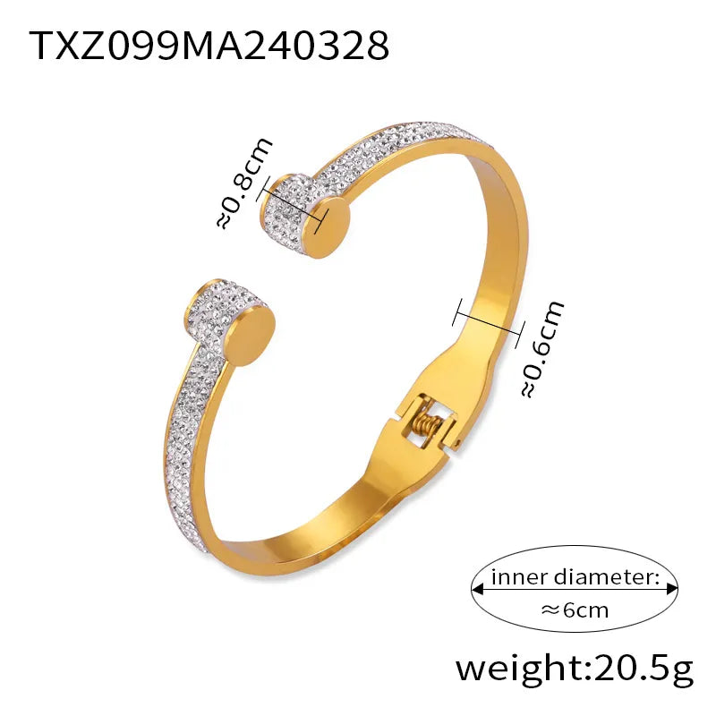 Titanium Steel Basic Simple Style Classic Style Plating Inlay Geometric Rhinestones Bracelets Necklace