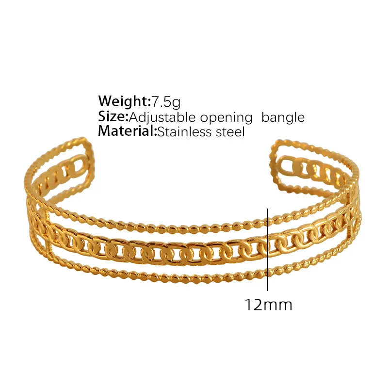 Titanium Steel IG Style Geometric Plating Bangle