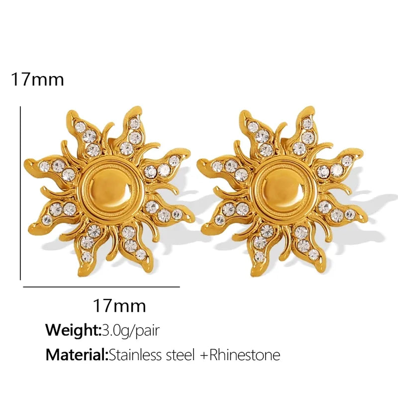 Titanium Steel Plating 18K Gold Earrings High Profile Design SUNFLOWER Eardrops Earrings Fashion Ear Studs