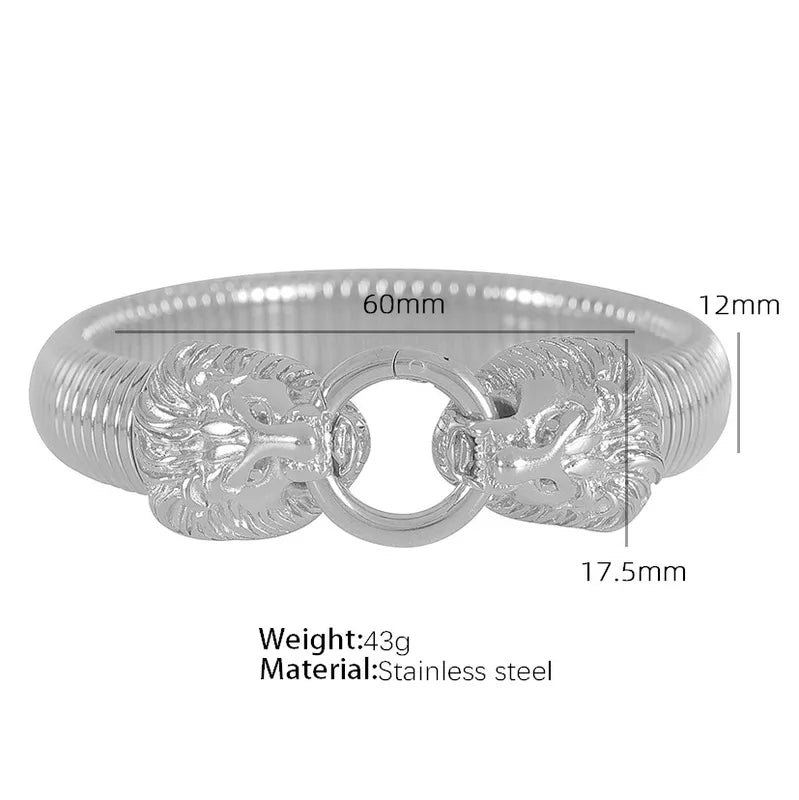 Titanium Steel Retro Lion Plating Bangle