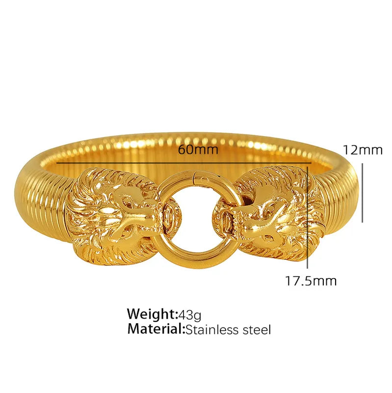 Titanium Steel Retro Lion Plating Bangle