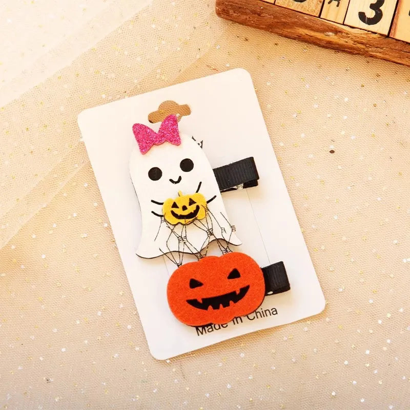 Unisex Cute Funny Pumpkin Bat Ghost Cloth Hair Clip