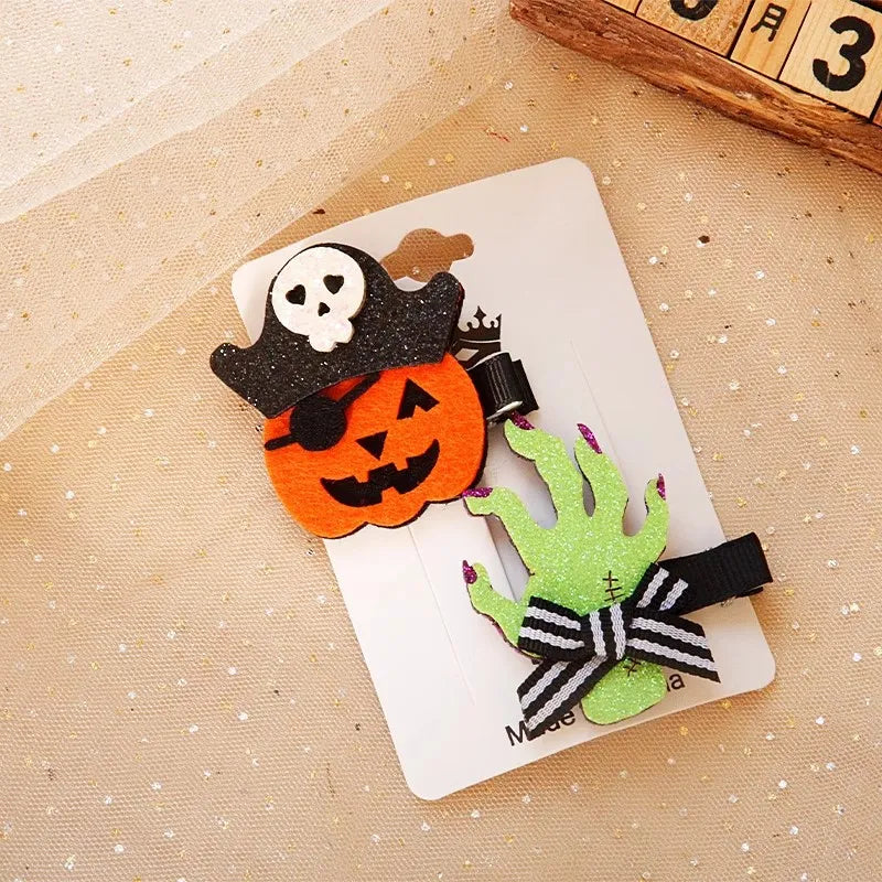 Unisex Cute Funny Pumpkin Bat Ghost Cloth Hair Clip