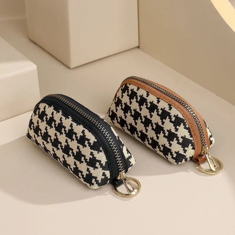 Unisex Plaid Pu Leather Zipper Wallets