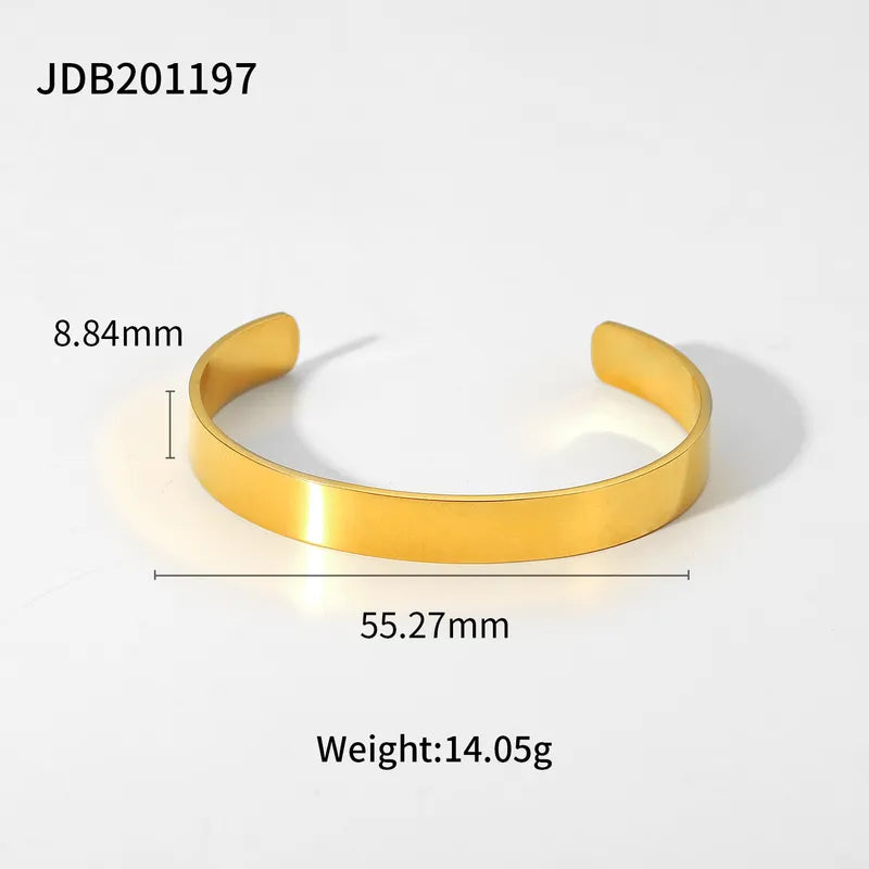 Vacation Simple Style Solid Color 316 Stainless Steel 18K Gold Plated Bangle In Bulk