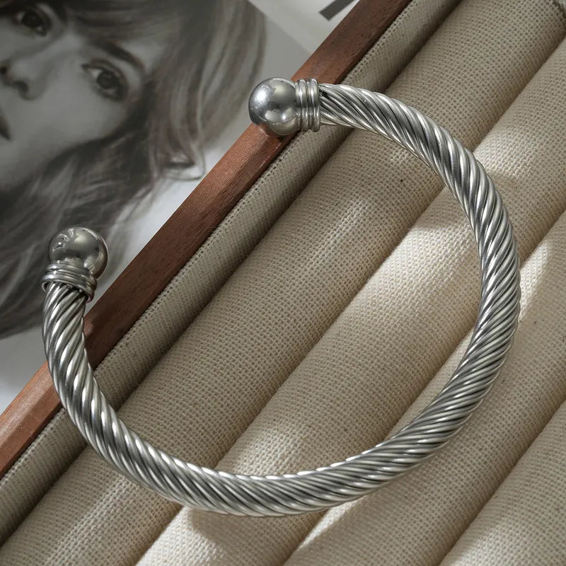 Vintage Style C Shape 201 Stainless Steel Bangle In Bulk