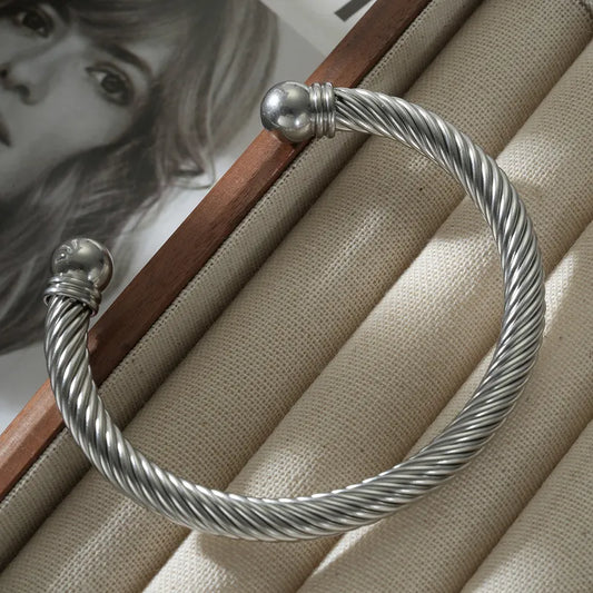 Vintage Style C Shape 201 Stainless Steel Bangle In Bulk