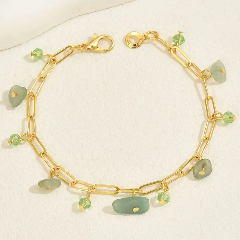 Vintage Style Simple Style Irregular 201 Stainless Steel Stone 18K Gold Plated Bracelets In Bulk