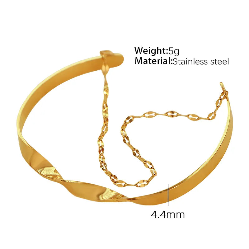 Vintage Style Simple Style Irregular Round Waves Titanium Steel Plating 18k Gold Plated Bangle