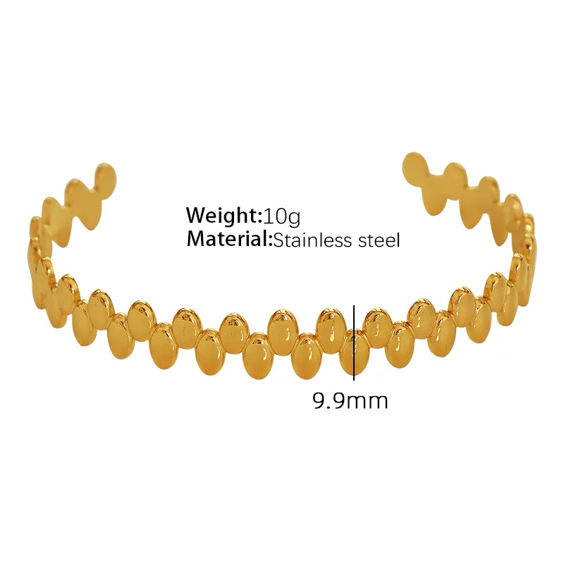 Vintage Style Simple Style Irregular Round Waves Titanium Steel Plating 18k Gold Plated Bangle